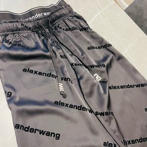 New Flocking Printed Letter Drawstring High Waist Wide Leg Pants Sz S